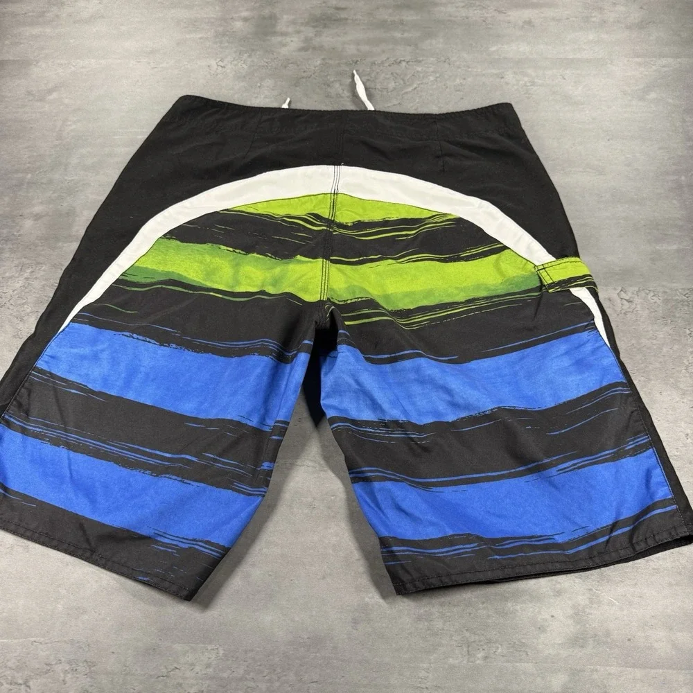 Southpole Bathing Suit Swim Trunk 36 Black Blue Green Surf Skate Y2K Board Short